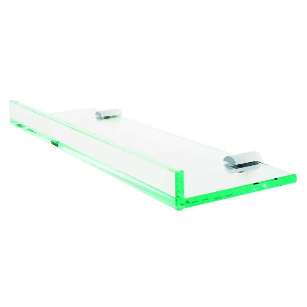 Valsan Archis Chrome Glass Shelf W/1'' Front Lip And Round Back Plate - 19 3/4'' X 4 7/8'' X 1 3/8''