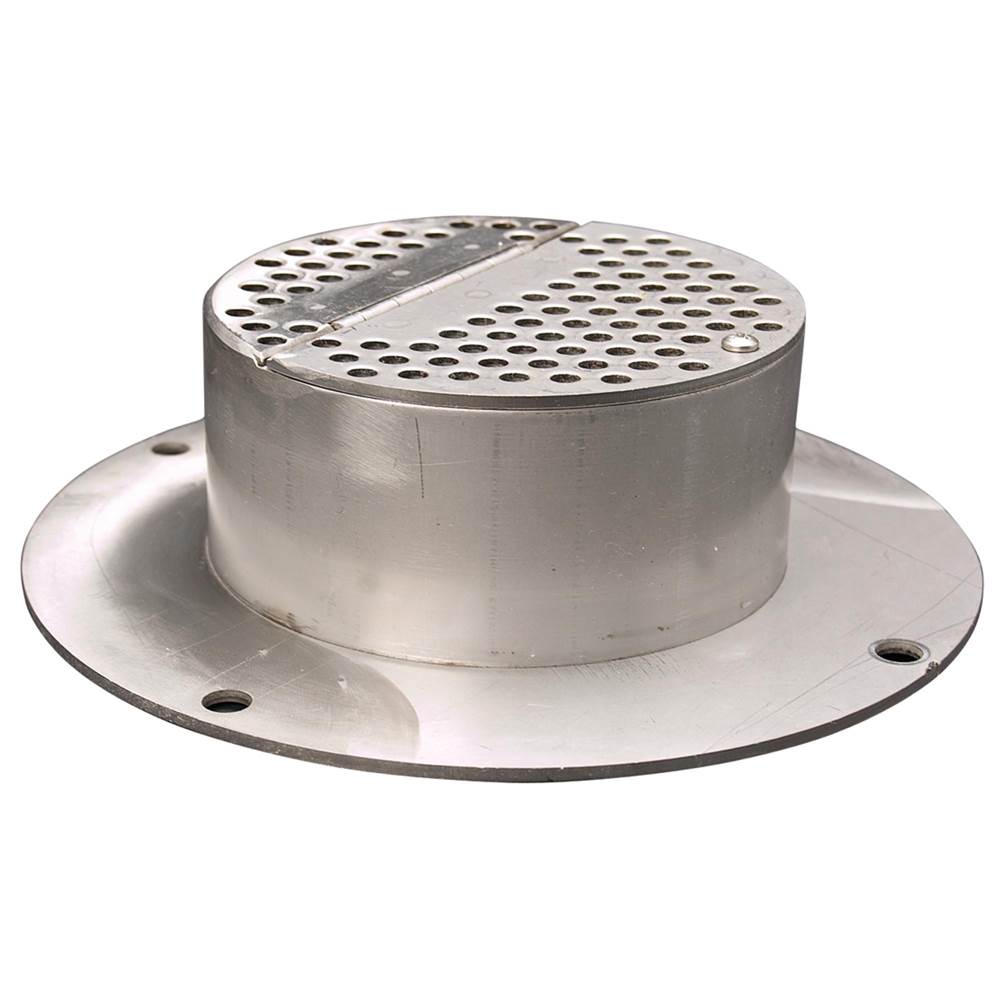 Watts Downspout Cover, Stainless Steel, Securing Flange, Secured Perforated Hinged Strainer, For 8 Inch Pipe